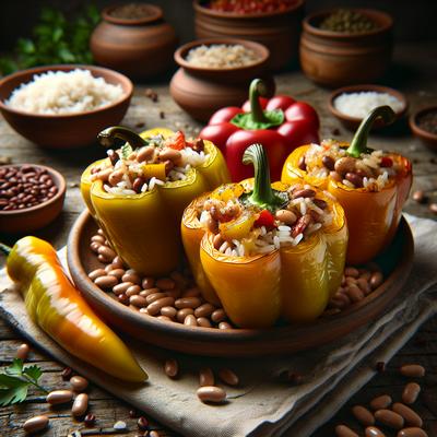 Image of Dirty Beans and Rice Stuffed Peppers