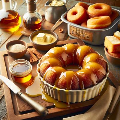 Image of Donut Bread Pudding with Butter Rum Sauce