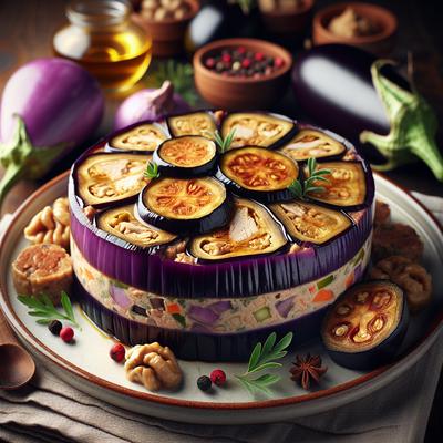 Image of Eggplant Aubergine Chicken Terrine