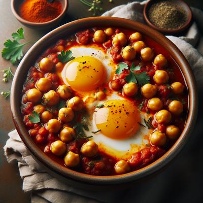 Image of Eggs and Chickpeas in Spicy Tomato Sauce