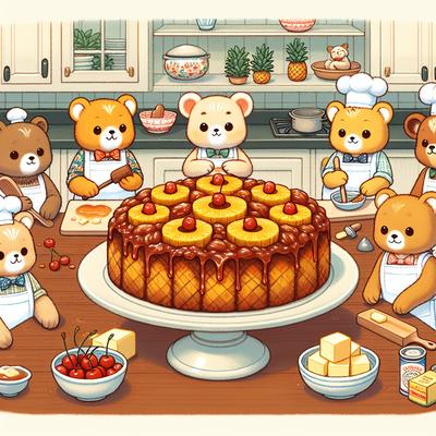Image of Eight Animals Bake a Cake Pineapple Upside Down Cake