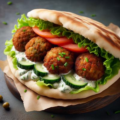 Image of Falafel Pita Sandwich with Cucumber Sauce