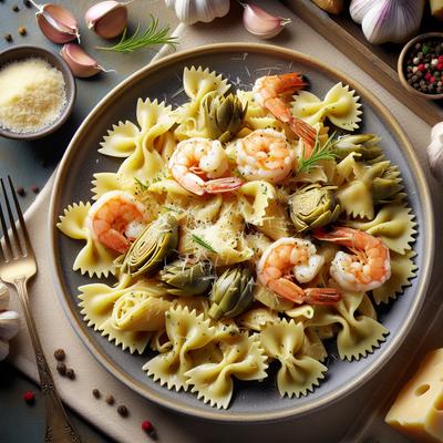 Image of Farfalle with Artichokes Shrimp in Parmesan Garlic Cream's