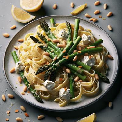 Image of Fettuccine with Asparagus Lemon Pine Nuts Mascarpone