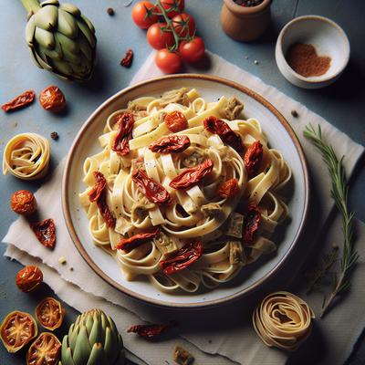 Image of Fettuccini with Artichoke Seitan and Sun Dried Tomato