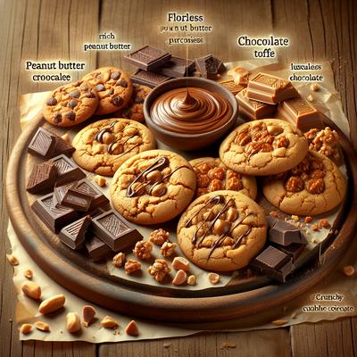 Image of Flourless Peanut Butter Chocolate Toffee Cookies