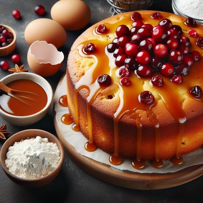 Image of Fresh Cranberry Cake with Caramel Sauce