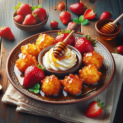 Image of Fried Strawberries with Honey Cream