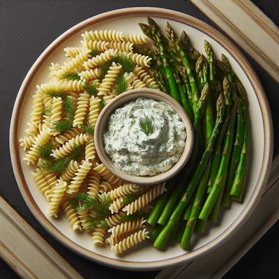 Image of Fusilli and Asparagus with Tofu Dill Sauce