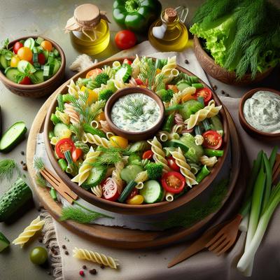 Image of Garden Pasta Salad with Creamy Dill Dressing