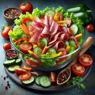 Image of Garden Vegetable and Ham Salad