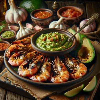 Image of Garlicky Grilled Shrimp with Spicy Avocado Dipping Sauce