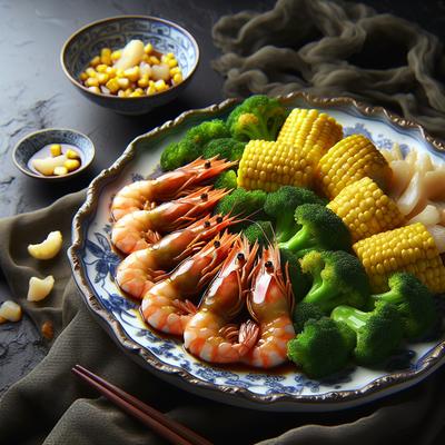 Image of Gingered Shrimp with Corn Broccoli