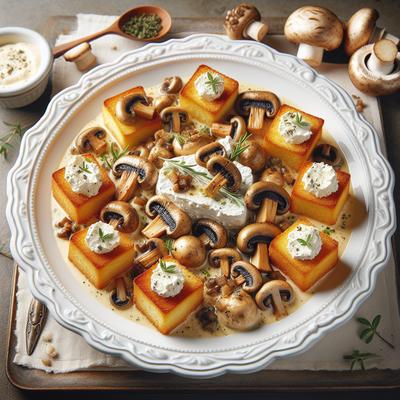 Image of Goat Cheese Croutons with Wild Mushrooms in Maderia Cream