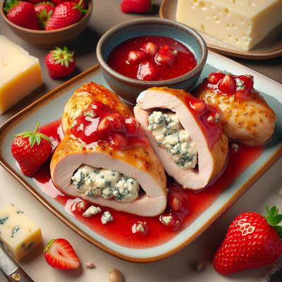 Image of Gorgonzola Stuffed Chicken Breasts with Strawberry Gastrique