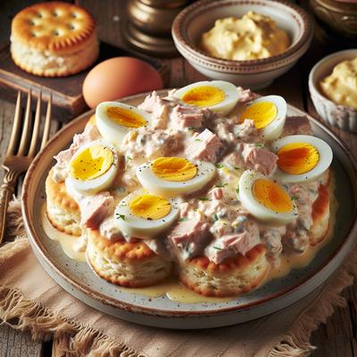 Image of Grandma's Creamed Tuna and Eggs on Biscuits