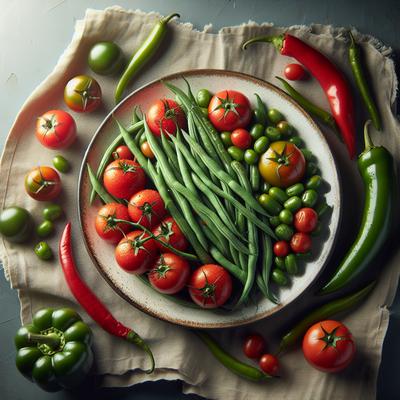 Image of Green Bean Tomato Anaheim Peppers
