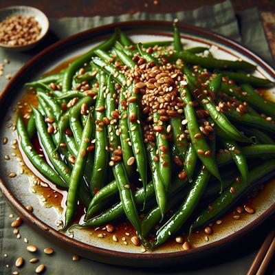 Image of Green Beans Sauteed in Walnut Oil with Toasted Sesame Seeds