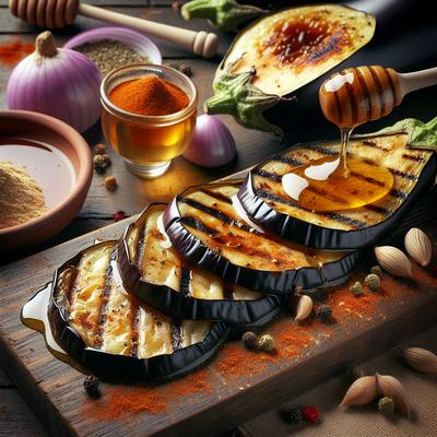 Image of Grilled Aubergine Eggplant in Honey and Spices