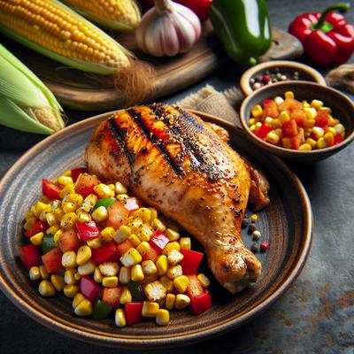 Image of Grilled Chicken with Corn and Sweet Pepper Relish
