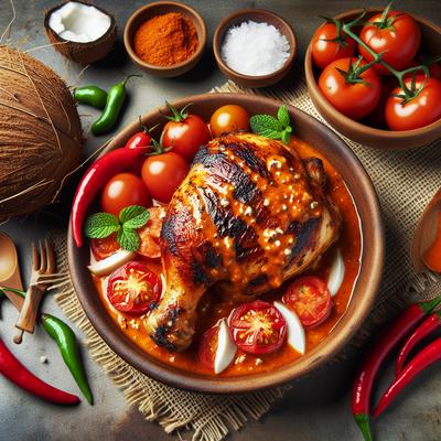 Image of Grilled Chicken with Spicy Brazilian Tomato and Coconut Sauce