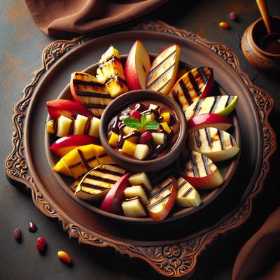 Image of Grilled Fruit with Chocolate Yogurt Dip