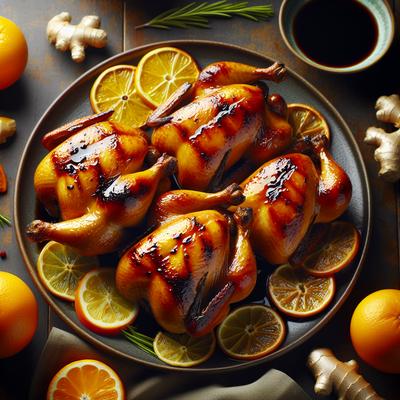 Image of Grilled Game Hens with Citrus Ginger and Soy