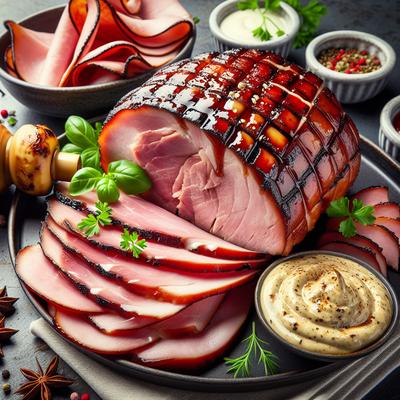 Image of Grilled Ham Slices with Horseradish Basting Sauce