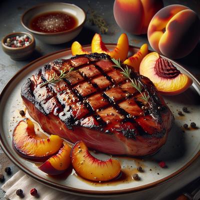 Image of Grilled Ham Steak with Peppered Peach Glaze