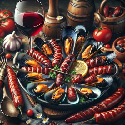 Image of Grilled Mussels with Red Wine and Chorizo