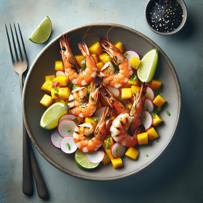 Image of Grilled Shrimp with Mango Lime and Radish Salsa