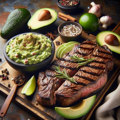 Image of Grilled Strip Steaks with Horseradish Guacamole