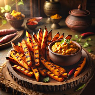 Image of Grilled Sweet Potato Fingers with Curry Dip