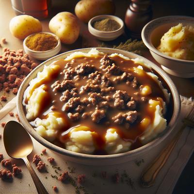 Image of Hamburger Gravy Over Mashed Potatoes