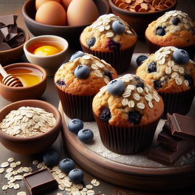 Image of Healthy Low Fat Blueberry or Chocolate Oatmeal Muffins