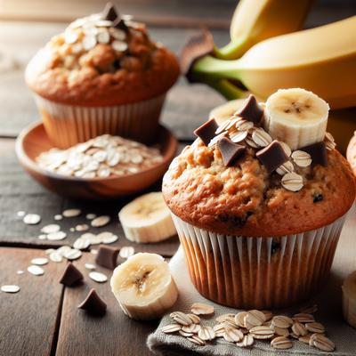 Image of Healthy Oatmeal Banana Chocolate Chip Muffins