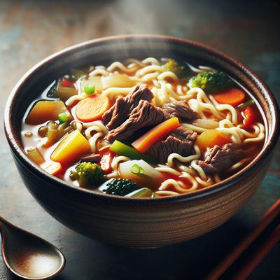 Image of Hearty Beef Vegetable Soup with Noodles