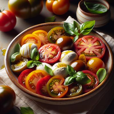Image of Heirloom Tomato Mozzarella and Basil Side Dish