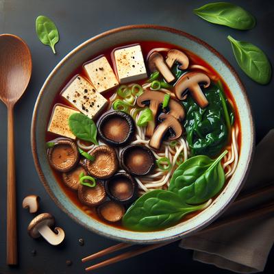 Image of Hot and Sour Ramen with Tofu Shiitakes and Spinach
