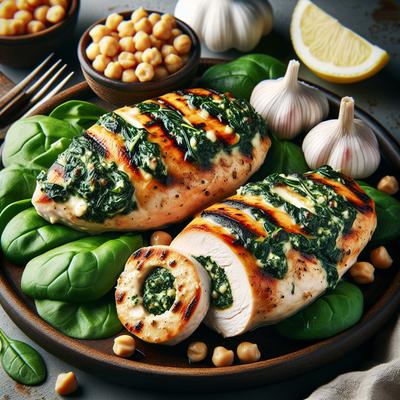 Image of Hummus and Spinach Stuffed Chicken Breasts