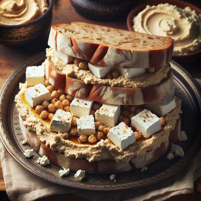 Image of Hummus Feta Sandwiches on Whole Grain Bread