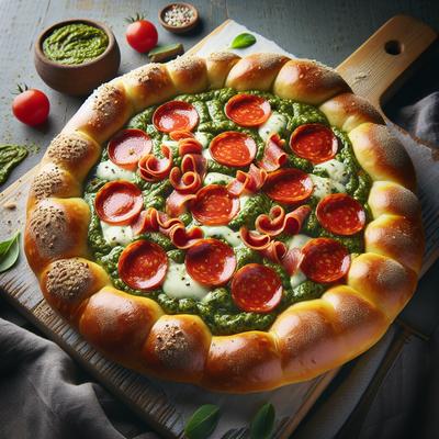 Image of Italian Bread Creamy Pesto Pepperoni Pizza