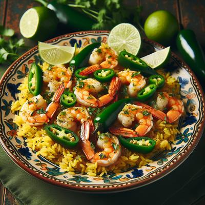 Image of Jalapeno Lime Shrimp with Yellow Rice