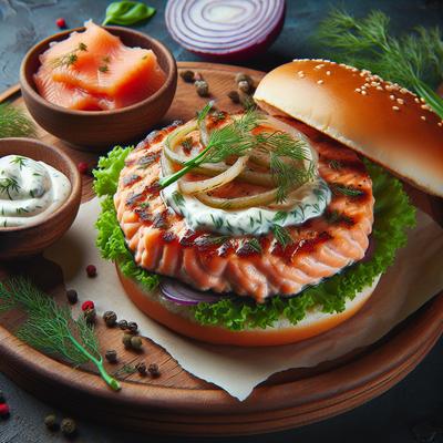Image of Jammin Salmon Burgers with Dill Mayo