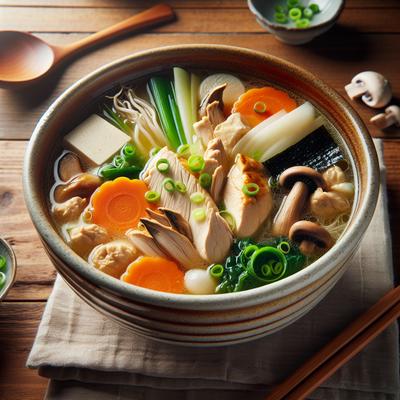 Image of Japanese Style Chicken in a Pot Soup