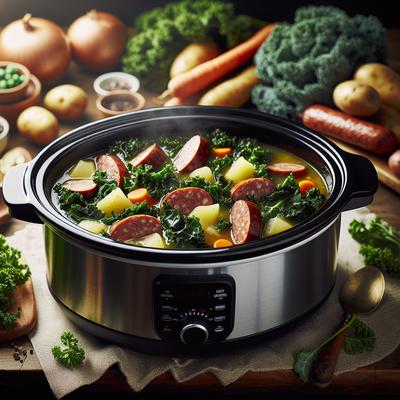 Image of Kale with Smoked Sausage Soup Slow Cooker