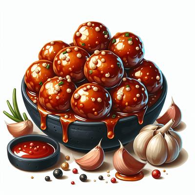 Image of Kittencal's Spicy Glazed Mini Garlic Cocktail Meatballs
