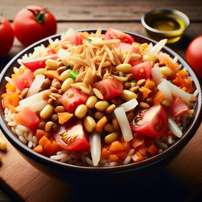 Image of Kushari Egyptian Rice Lentils and Tomatoes