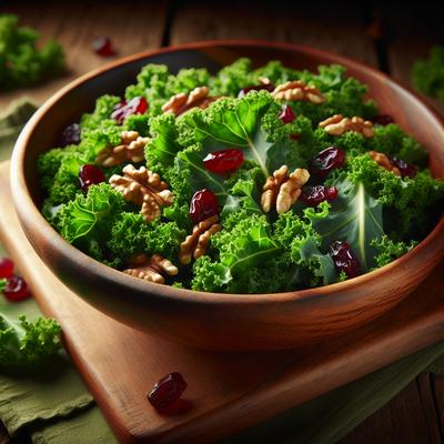 Image of Lacinato Kale Salad with Dried Cranberries and Walnuts