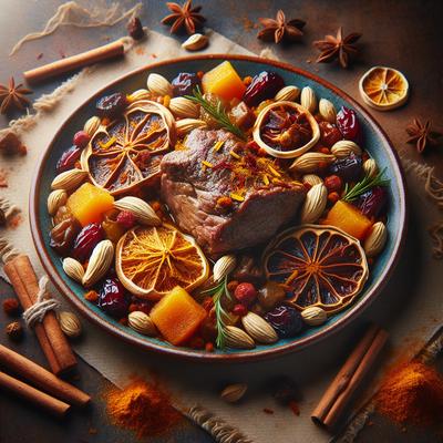 Lamb Tagine with Cinnamon Saffron and Dried Fruit